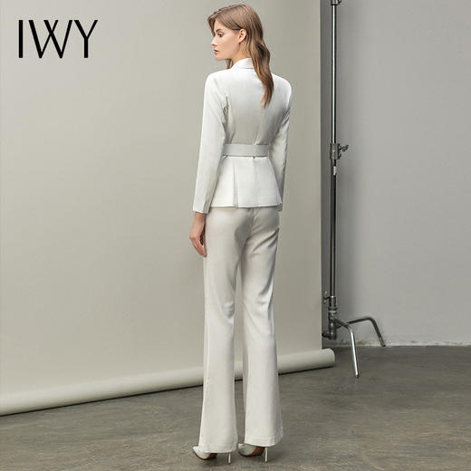 IWY/高端白色系带西装套装女气质时尚职业装显瘦白领阔腿裤总裁工作服 C10348+P310348 商品图2