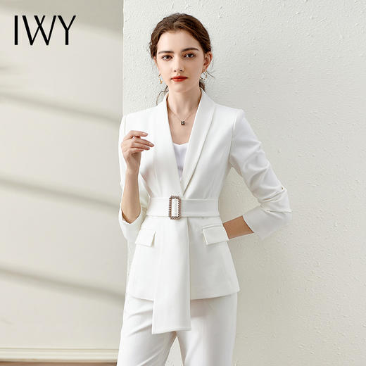 IWY/白色高级感西装套装女神范绑带修身显瘦职业装通勤气质美业工作服 CP10348 商品图2