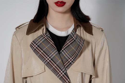 【1折】S1臣禾 拼接格纹撞色风衣K213011377 商品图3