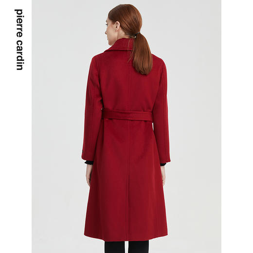 皮尔卡丹女装大衣红色含羊绒水波纹修身通勤毛呢外套P1453C1976R0
 商品图2