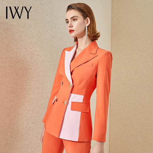IWY/橘色拼接都市时尚西装套装西服两件套通勤白领221016C1+P3 商品图0