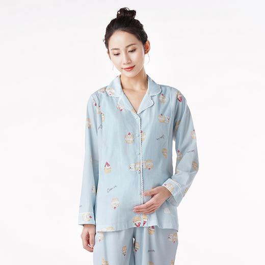 都市丽人女士棉质孕哺套装梭织棉薄长袖睡衣LH2CA4 商品图0