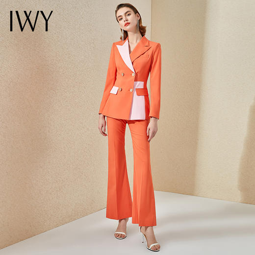IWY/橘色拼接都市时尚西装套装西服两件套通勤白领221016C1+P3 商品图1