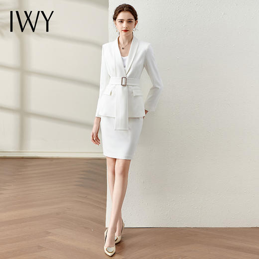 IWY/春季时尚白色名媛小香风绑带显瘦西装半裙职场正装气质职业女套装 CS10348 商品图1