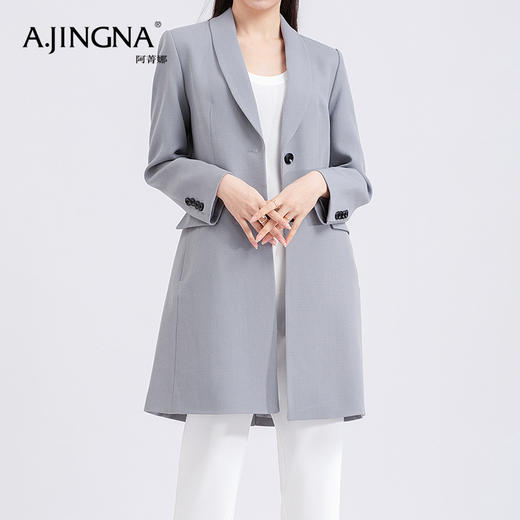 【特价款不退不换】阿菁娜经典简约斜纹羊毛中长款风衣A26Q105013 商品图0