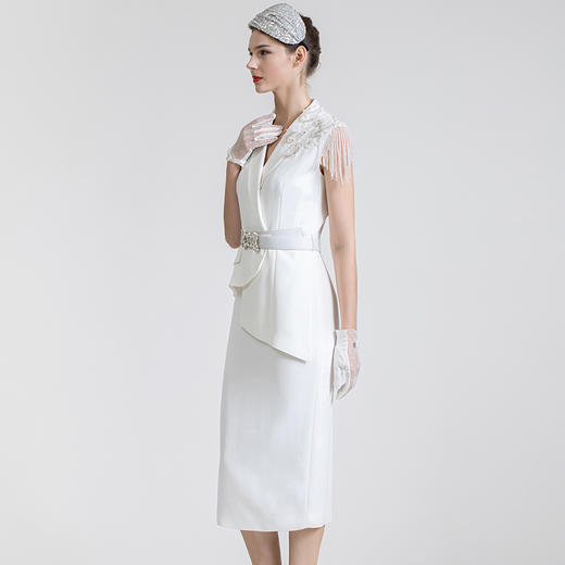 LIZZY 西装领钉珠流苏假二件式连衣裙7434 商品图2