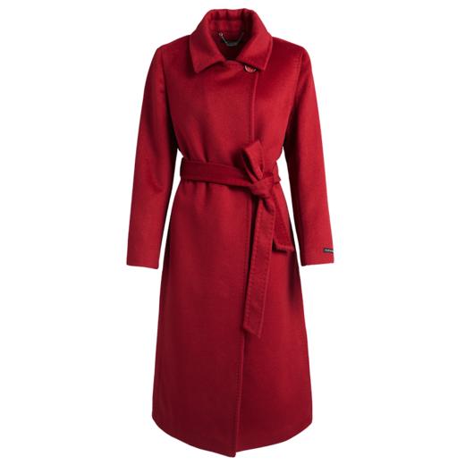 皮尔卡丹女装大衣红色含羊绒水波纹修身通勤毛呢外套P1453C1976R0
 商品图5