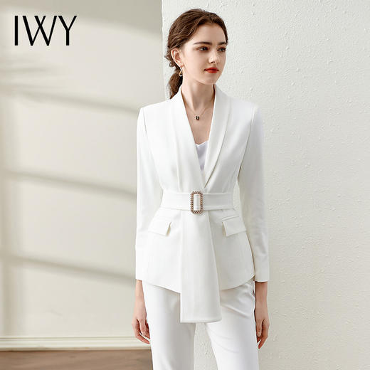 IWY/白色春秋职业装小香风西装套装女总裁范正装高端商务干练工作服OL C10348+P30348 商品图2