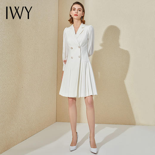 IWY/白色条纹都市时尚西装连衣裙通勤白领221002Q1 商品图1