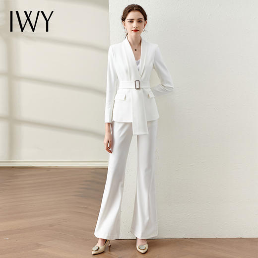 IWY/白色春秋职业装小香风西装套装女总裁范正装高端商务干练工作服OL C10348+P30348 商品图0