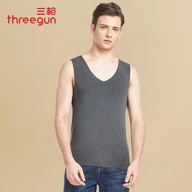 三枪无痕男士保暖背心冬季德绒V领内穿坎肩打底衫蓄热保暖上衣男