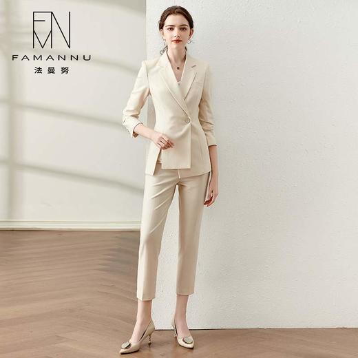 IWY/高端杏色一粒扣西服套装女英伦风气质干练时尚职业装商务工作服OL CP11386 商品图1