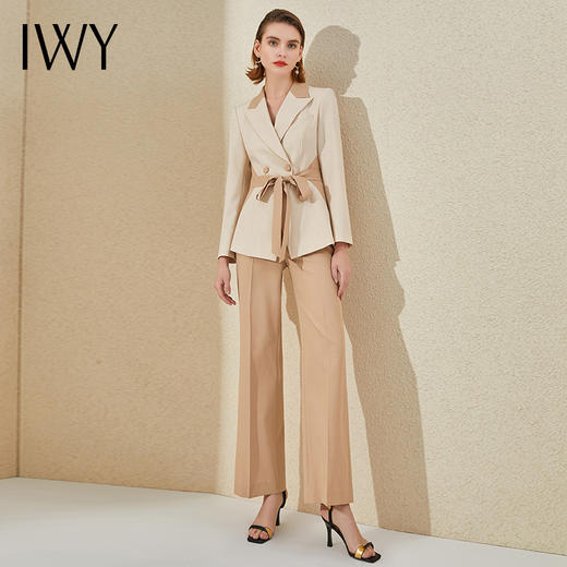 IWY/米色咖色拼接都市时尚西装套装西服两件套通勤白领221017C1+P3 商品图1