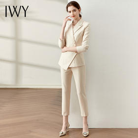 IWY/米白色西装套装女气质高端女神范工作服OL春秋款名媛主持人职业装 CP10407