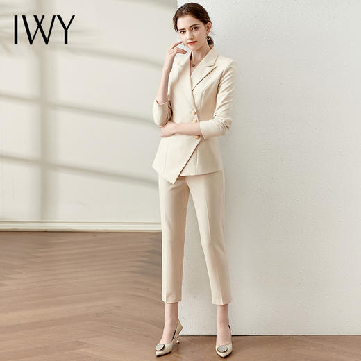 IWY/米白色西装套装女气质高端女神范工作服OL春秋款名媛主持人职业装 CP10407 商品图0