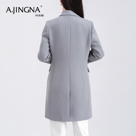 【特价款不退不换】阿菁娜经典简约斜纹羊毛中长款风衣A26Q105013 商品图4