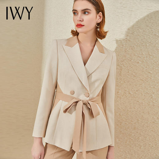 IWY/米色咖色拼接都市时尚西装套装西服两件套通勤白领221017C1+P3 商品图2