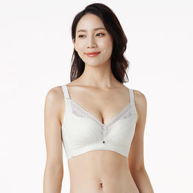 都市丽人少女三步优选AB杯调整型文胸蕾丝AB:中厚3/4杯少女文胸四排扣无钢圈LJ24C9