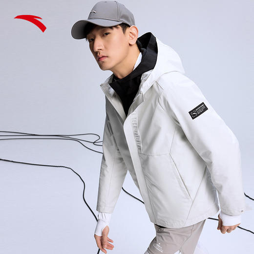 安踏男男连帽上衣外套2022春季新款梭织休闲运动风衣152217606-1/2/3 商品图2
