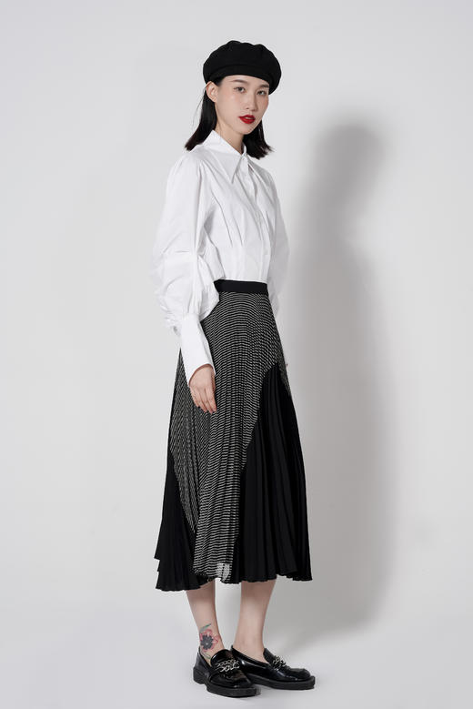 M3臣禾拼接中高腰过膝半裙K212030404 商品图3