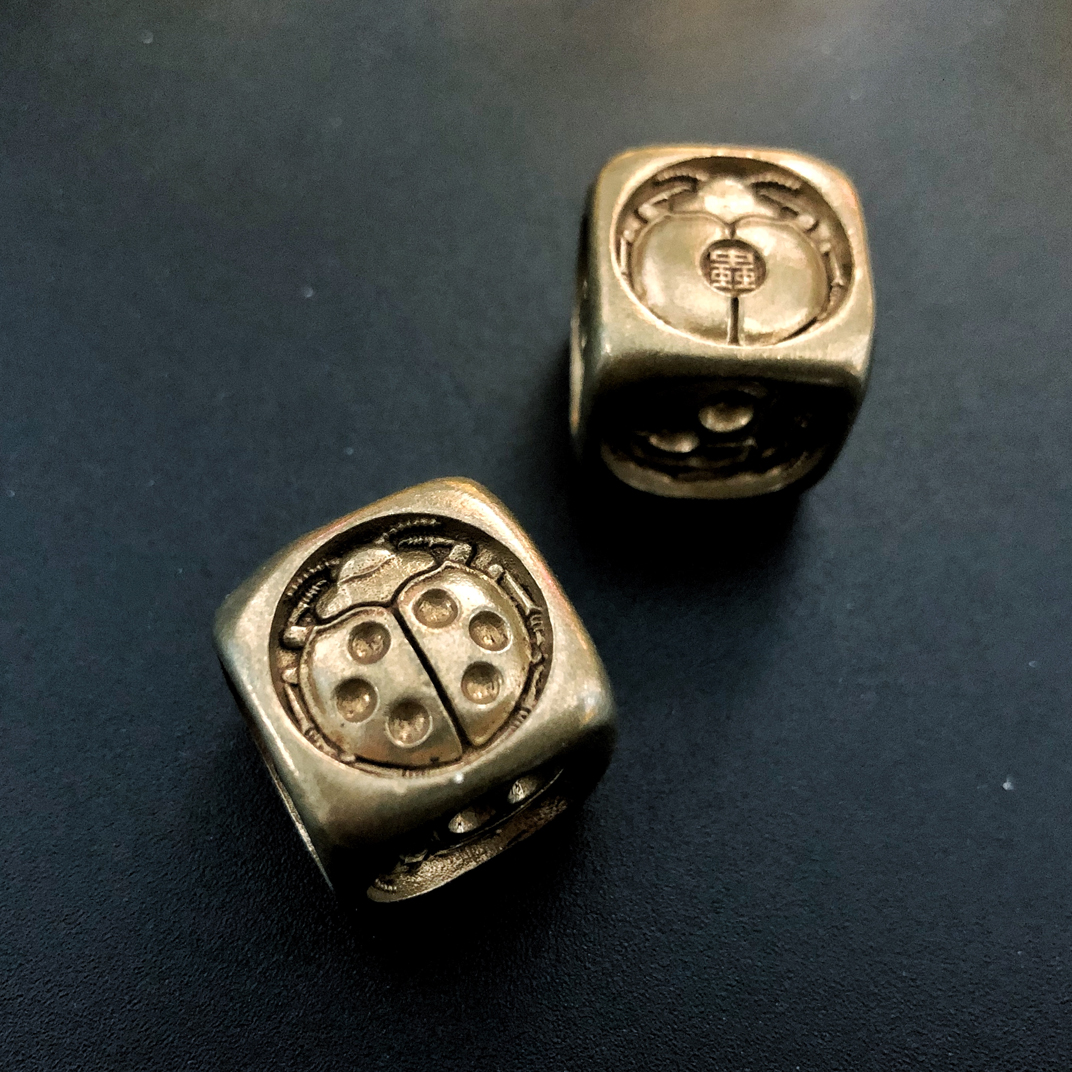 吾蟲-瓢虫骰子 黄铜紫铜实心 圆角 趣味把玩色子礼品【官方授权  48小时发货】