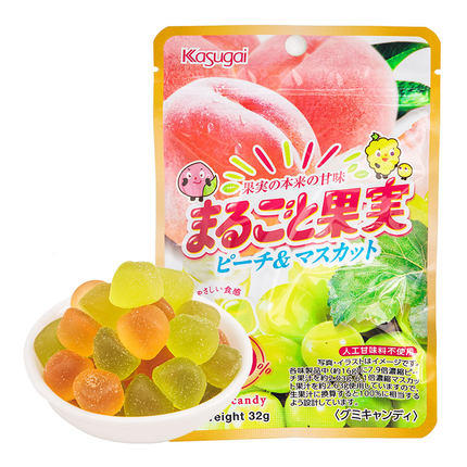 春日井水果糖 混合桃子青提味软糖32g/袋 商品图0
