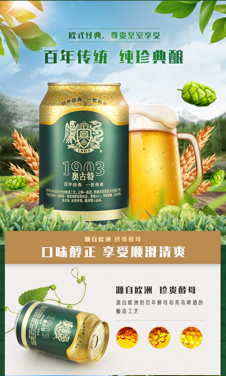 青岛啤酒奥古特12度330ml6罐箱新老包装混发