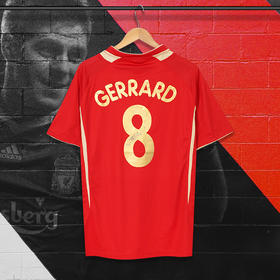 杰拉德签名2005-06赛季利物浦复刻金色8号版球衣（含证书）