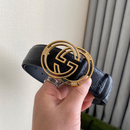 春季特惠💰390 古驰 腰带 2022新品钻扣 原厂压花双G面皮 商品图4