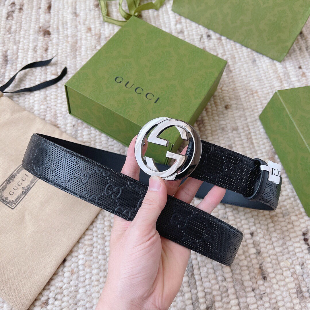 春季特惠90320 gucci 古驰男士腰带 带身4.0cm宽 互扣式双g带扣腰带