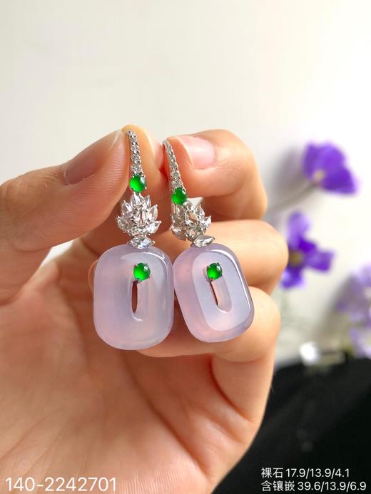 140-2242701，玻璃粉方扣耳坠，28999 商品图1