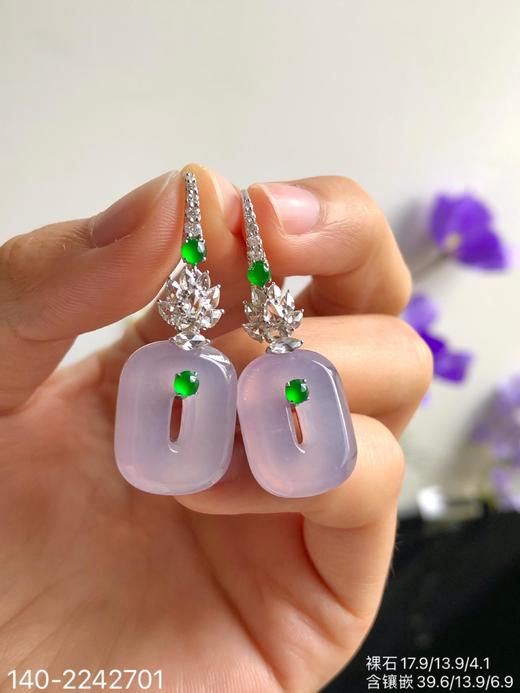 140-2242701，玻璃粉方扣耳坠，28999 商品图3