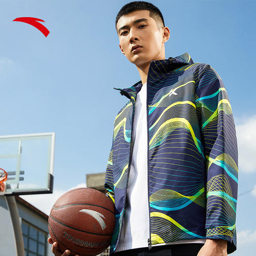 安踏运动外套男2022春季新款篮球防风夹克连帽休闲上衣152211611-3/4 商品图0