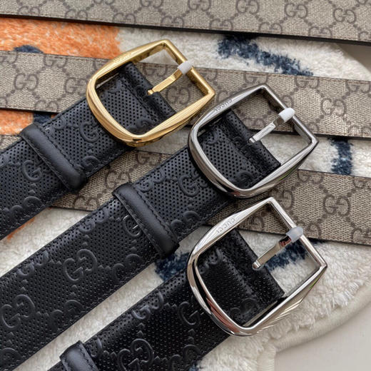 春季特惠💰320 新品 Gucci古驰男士腰带 原厂进口双G面皮立体视觉 商品图9