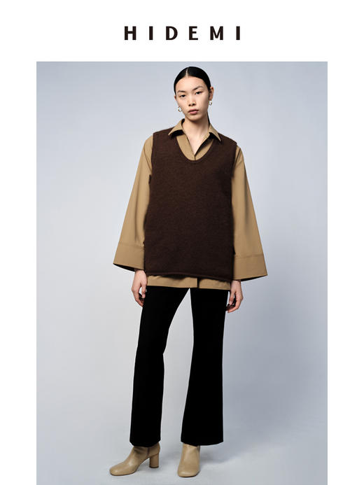 HIDEMI 牛皮纸感廓形伞袖简约衬衫 商品图9