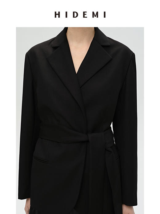HIDEMI 简约设计感可拆卸腰带式廓形西装 商品图6