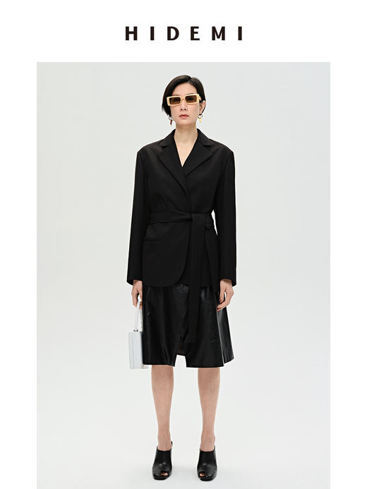 HIDEMI 简约设计感可拆卸腰带式廓形西装 商品图1