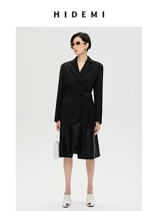HIDEMI 简约设计感可拆卸腰带式廓形西装 商品图2