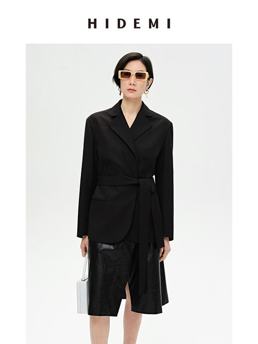 HIDEMI 简约设计感可拆卸腰带式廓形西装 商品图0