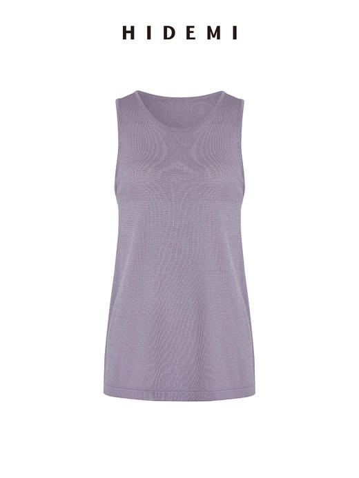 HIDEMI 简约圆领薄款冰丝背心 白色/香芋紫/油画绿 商品图8