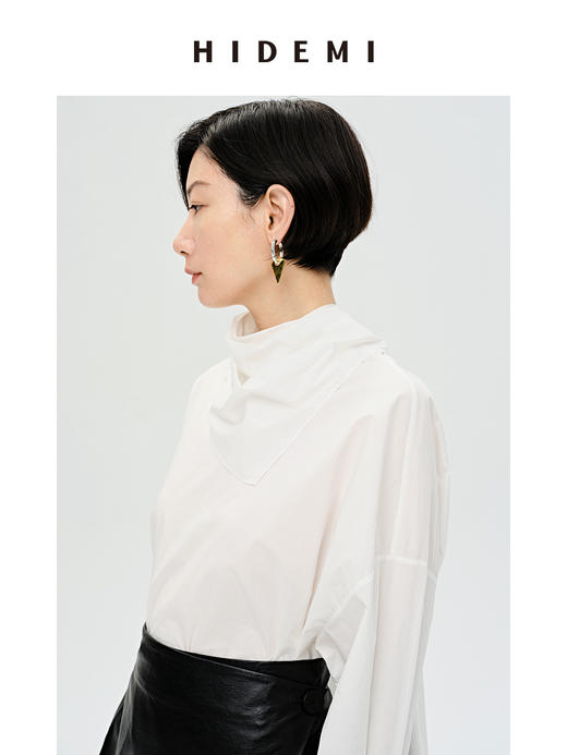 HIDEMI 简约设计感围巾式绑带多穿衬衫 商品图8