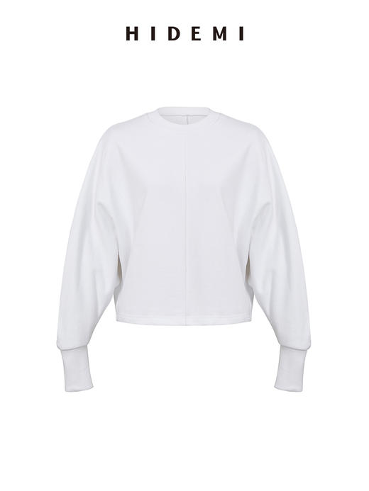 HIDEMI 立领廓形袖短款卫衣 藏蓝色/白色 商品图13