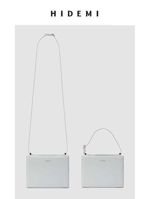 HIDEMI 经典牛皮可拆卸双肩带box豆腐包中号  黑色/冰蓝色/砖红色/开心果绿 商品图10