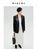 HIDEMI 黑色褶皱做旧感环保皮V领西装 商品缩略图11