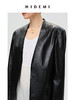 HIDEMI 黑色褶皱做旧感环保皮V领西装 商品缩略图12