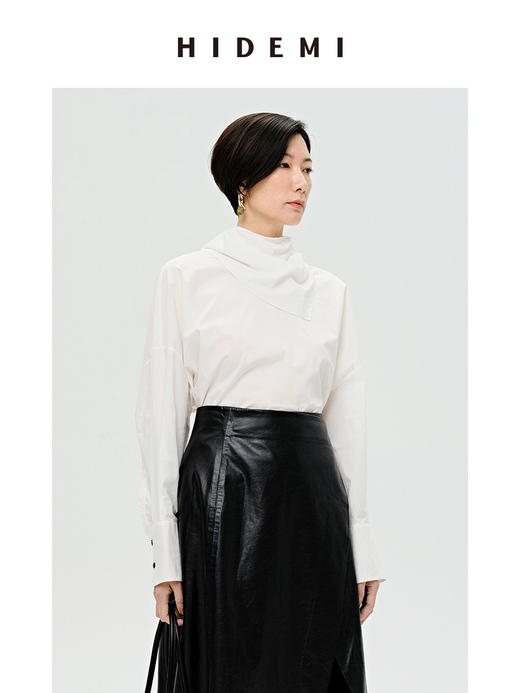 HIDEMI 简约设计感围巾式绑带多穿衬衫 商品图6