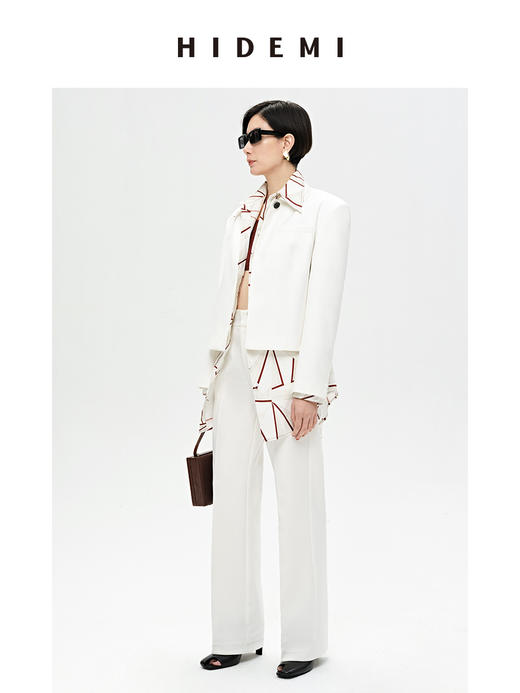 HIDEMI 白色挺括感直筒休闲西裤 商品图2
