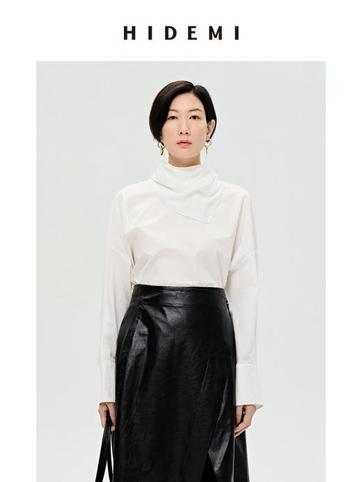HIDEMI 简约设计感围巾式绑带多穿衬衫 商品图0
