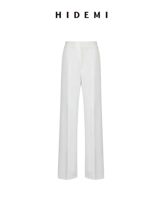 HIDEMI 白色挺括感直筒休闲西裤 商品图0