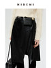 HIDEMI 褶皱做旧感环保皮黑色一粒扣不对称半身裙 商品缩略图1